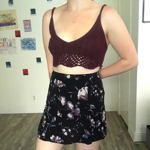 Flower skirt with Maroon Cropped Bando